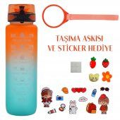 BottleBoss Renk Geçişli Sızdırmaz Kapak Motivasyon Matarası 1 Litre Sticker HEDİYELİ Turuncu - 2