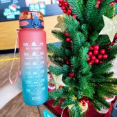 BottleBoss Renk Geçişli Sızdırmaz Kapak Motivasyon Matarası 1 Litre Sticker HEDİYELİ Turuncu - 3