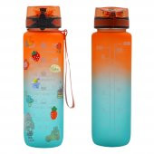 BottleBoss Renk Geçişli Sızdırmaz Kapak Motivasyon Matarası 1 Litre Sticker HEDİYELİ Turuncu - 6
