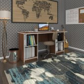 Kenzlife ofis masası masi oka cvz 75*150*80 raflı dolap çiftli bilgisayar çalışma masası - 1