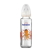 Bambino Cam Biberon Yavaş Akış 225ml 0+ Ay - Krem - Ahtapot Desenli - 1