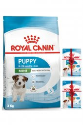 Royal Canin Mini Puppy Küçük Irk Yavru Köpek Maması 2 Kg + 2 Adet 85 Gr Pouch Konserve Yaş Mama Hediye - 1