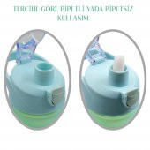 BottleBoss Pastel Renk Geçişli Sızdırmaz Kapak Motivasyon Matarası 1100 Ml Sticker HEDİYELİ Yeşil - 4