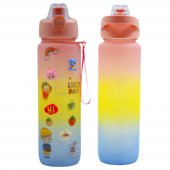 BottleBoss Pastel Renk Geçişli Sızdırmaz Kapak Motivasyon Matarası 1100 Ml Sticker HEDİYELİ Pembe - 6