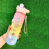 BottleBoss Pastel Renk Geçişli Sızdırmaz Kapak Motivasyon Matarası 1100 Ml Sticker HEDİYELİ Mor - 3