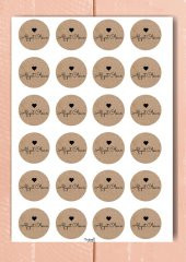 Kraft Sticker Etiket 4 cm 48 adet Afiyet Olsun Etiket-T496 - 1