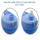 BottleBoss Pastel Renk Geçişli Sızdırmaz Kapak Motivasyon Matarası 1100 Ml Sticker HEDİYELİ Mavi - 4