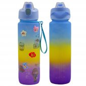 BottleBoss Pastel Renk Geçişli Sızdırmaz Kapak Motivasyon Matarası 1100 Ml Sticker HEDİYELİ Mavi - 6