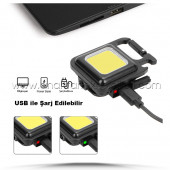 Metal Kasa Mini Led, Anahtarlı  El Feneri, Flash, Mıknatıslı ,  Su Geçirmez, Şişe Açacaklı , Şarjlı - 3