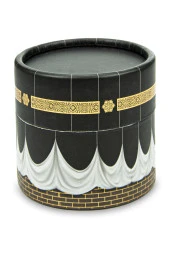 Silindir Kabe Mini Kadife Kaplı Kuranlı Siyah İnci Tesbih Seti thumbnail 3