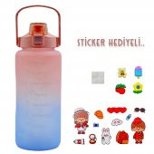 BottleBoss Pastel Renk Geçişli Sızdırmaz Kapak Motivasyon Matarası 2 Litre Sticker HEDİYELİ Pembe - 2