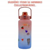 BottleBoss Pastel Renk Geçişli Sızdırmaz Kapak Motivasyon Matarası 2 Litre Sticker HEDİYELİ Pembe - 6