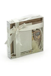 İnci Tesbih ve Zikirmatikli Krem Medine Hatlı Kuranı Kerim Seti Dini Hediyelik thumbnail 2