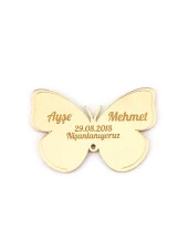 10 Adet Hediyelik Aynalı Pleksi Mıknatıslı Dolap Süsü Kelebek Desen - 1