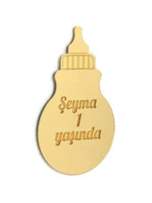 10 Adet Hediyelik Aynalı Pleksi Mıknatıslı Dolap Süsü Biberon Desen - 1