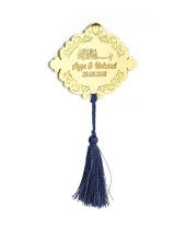 10 Adet Hediyelik Aynalı Pleksi Mıknatıslı Dolap Süsü Lacivert Püskül - 1