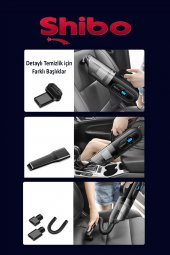 Shibo Şarjlı Kablosuz Araç Lastik Şişirme Pompası Hava Kompresörü Dijital Ekran & Araç içi Süpürge - 3