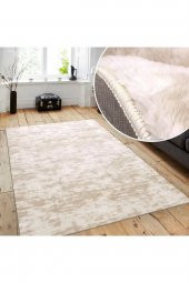 Orkide Home Jel Kaymaz Taban Peluş Krem Vizon Kesme Yolluk 1009 KREM 80 x 80 - 1