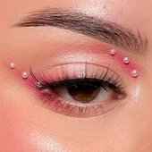 Açık Pembe İnci, Yıldız, Kalpli Model 159 Adet Işıltılı Yüz Ve Vücut Taşı Sticker - 6