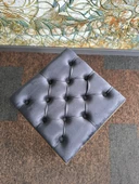 DTM HOME Kare Antrasit Ahşap Çerçeveli Kapitone Puf Bench - 5