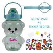 BottleBoss Pipetli Taşıma Askılı Gülümseyen Ayıcık Matara 1,5 Litre Sticker HEDİYELİ Yeşil - 2