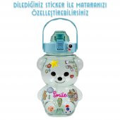 BottleBoss Pipetli Taşıma Askılı Gülümseyen Ayıcık Matara 1,5 Litre Sticker HEDİYELİ Yeşil - 5
