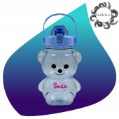BottleBoss Pipetli Taşıma Askılı Gülümseyen Ayıcık Matara 1,5 Litre Sticker HEDİYELİ Mavi - 1