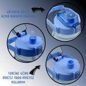 BottleBoss Pipetli Taşıma Askılı Gülümseyen Ayıcık Matara 1,5 Litre Sticker HEDİYELİ Mavi - 3