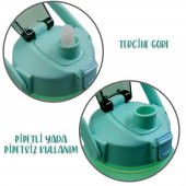 BottleBoss Kare Spor Model Taşıma Askılı Pipetli Motivasyon Matarası 1,5 Litre Sticker HEDİYELİ Yeşil - 4