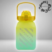 BottleBoss Kare Spor Model Taşıma Askılı Pipetli Motivasyon Matarası 1,5 Litre Sticker HEDİYELİ Sarı - 1