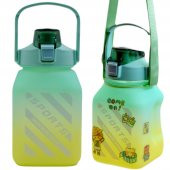 BottleBoss Kare Spor Model Taşıma Askılı Pipetli Motivasyon Matarası 1,5 Litre Sticker HEDİYELİ Yeşil - 6