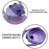 BottleBoss Kare Spor Model Taşıma Askılı Pipetli Motivasyon Matarası 1,5 Litre Sticker HEDİYELİ Mor - 3