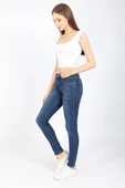 Kadın Orta Bel Streç Jean Pantolon Koyu Mavi thumbnail 4