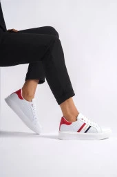 KB-036 Bağcıklı Beyaz Kırmızı Günlük Erkek Ayakkabı thumbnail 3