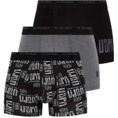 U.S. Polo Assn. Erkek 3 Lü Desenli Boxer Set Antrasit-Siyah-Gri - 1
