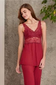 Pierre Cardin Dantelli Sabahlıklı Penye Pijama Takımı Bordo - 3