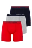 U.S. Polo Assn. Erkek 3 Lü Boxer Set Kırmızı-Gri Melanj-Lacivert - 1