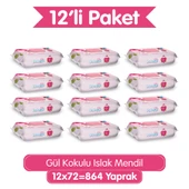 Paddlers Gül Kokulu Islak Mendil 12x72 li Koli (864 Yaprak) thumbnail 1