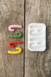 Baston Şeker Mini Dörtlü Mum Kalıbı ( Silikon ) 1 Adet thumbnail 3