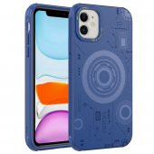 Apple iPhone 11 Kılıf Zore Wireless Şarj Özellikli Desenli Hot Kapak Kılıf  Lacivert - 1