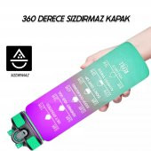 BottleBoss Renk Geçişli Sızdırmaz Kapak Motivasyon Matarası 1 Litre Sticker HEDİYELİ Yeşil - 7