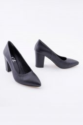 Hakiki Deri Kadın Stiletto Rahat Kalın Topuklu Ayakkabı - 4