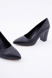 Hakiki Deri Kadın Stiletto Rahat Kalın Topuklu Ayakkabı - 6