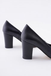 Hakiki Deri Kadın Stiletto Rahat Kalın Topuklu Ayakkabı - 7