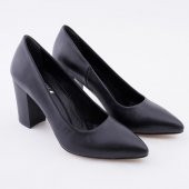 Hakiki Deri Kadın Stiletto Rahat Kalın Topuklu Ayakkabı - 8