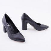 Hakiki Deri Kadın Stiletto Rahat Kalın Topuklu Ayakkabı - 10