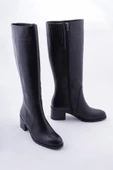 Hakiki Deri Kadın Düz Çizme Diz Altı Kaymaz Kışlık Ayakkabı - 4