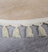 Orkide Home Modern Puffy Örgü Saçaklı  Simirna Peluş Post Halı  Bej 80 x 100 - 2