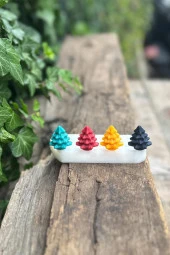 3D Çam Mini Dörtlü Mum Kalıbı (Silikon) (1 Adet) thumbnail 3