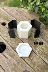 Altıgen Düz Model Silikon Kap Kalıbı (Kapaklı)(Kasnaklı)(1 Adet) - 1